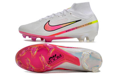 Unisex Nike Air Zoom Mercurial Superfly 9 Elite FG Firm Ground High-Tops Football Boots - White/Pink/Black