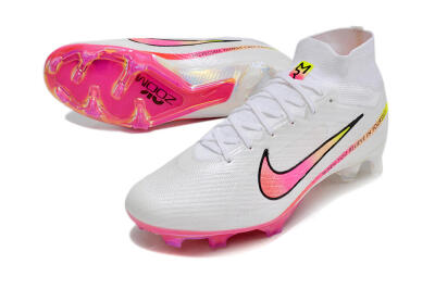 Unisex Nike Air Zoom Mercurial Superfly 9 Elite FG Firm Ground High-Tops Football Boots - White/Pink/Black