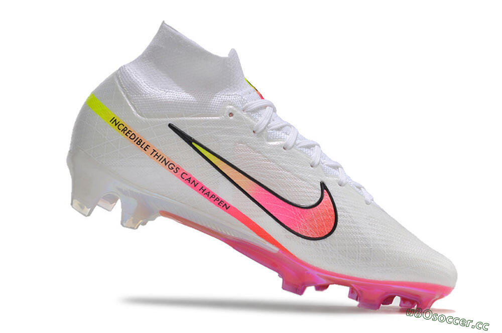 Unisex Nike Air Zoom Mercurial Superfly 9 Elite FG Firm Ground High-Tops Football Boots - White/Pink/Black 4