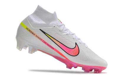 Unisex Nike Air Zoom Mercurial Superfly 9 Elite FG Firm Ground High-Tops Football Boots - White/Pink/Black