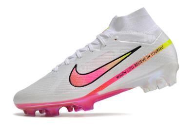 Unisex Nike Air Zoom Mercurial Superfly 9 Elite FG Firm Ground High-Tops Football Boots - White/Pink/Black