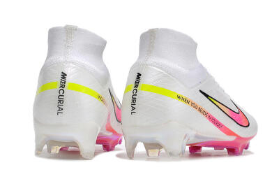 Unisex Nike Air Zoom Mercurial Superfly 9 Elite FG Firm Ground High-Tops Football Boots - White/Pink/Black