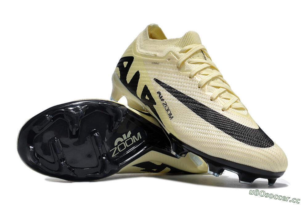 Men's Nike Air Zoom Mercurial Vapor 15 Elite FG Firm Ground Low-Tops Football Boots - White/Black/Beige 1