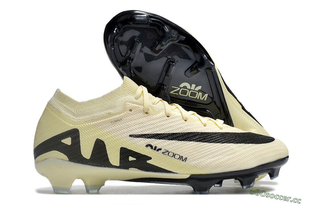 Men's Nike Air Zoom Mercurial Vapor 15 Elite FG Firm Ground Low-Tops Football Boots - White/Black/Beige 2