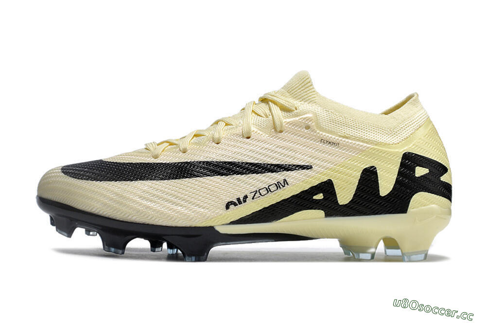Men's Nike Air Zoom Mercurial Vapor 15 Elite FG Firm Ground Low-Tops Football Boots - White/Black/Beige 0