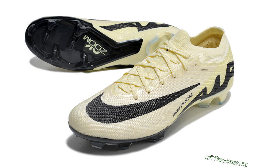 Men's Nike Air Zoom Mercurial Vapor 15 Elite FG Firm Ground Low-Tops Football Boots - White/Black/Beige 3