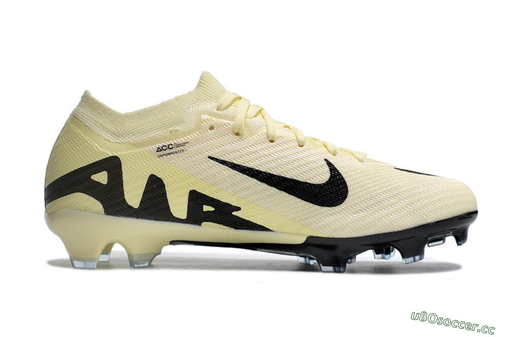 Men's Nike Air Zoom Mercurial Vapor 15 Elite FG Firm Ground Low-Tops Football Boots - White/Black/Beige 5