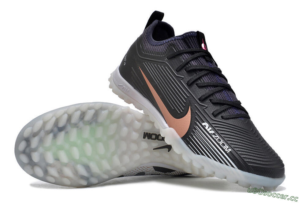 Unisex Nike Air Zoom Mercurial Vapor 15 Pro TF Artificial Turf Low-Tops Football Shoes - Black/Gold/White 3
