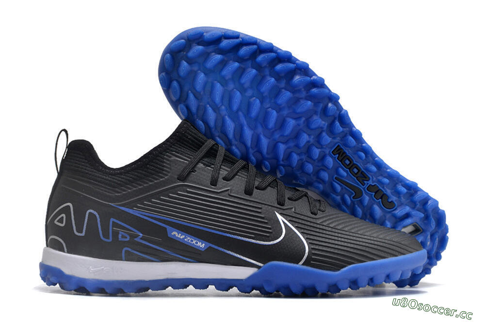 Unisex Nike Air Zoom Mercurial Vapor 15 Pro TF Artificial Turf Low-Tops Football Shoes - Black/White/Blue 2