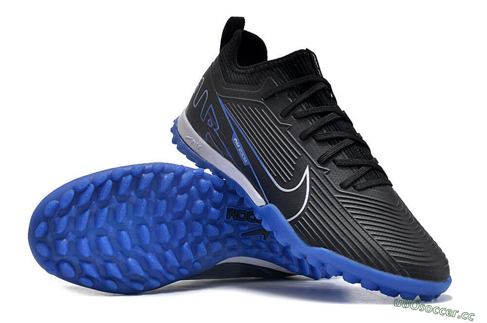 Unisex Nike Air Zoom Mercurial Vapor 15 Pro TF Artificial Turf Low-Tops Football Shoes - Black/White/Blue 3