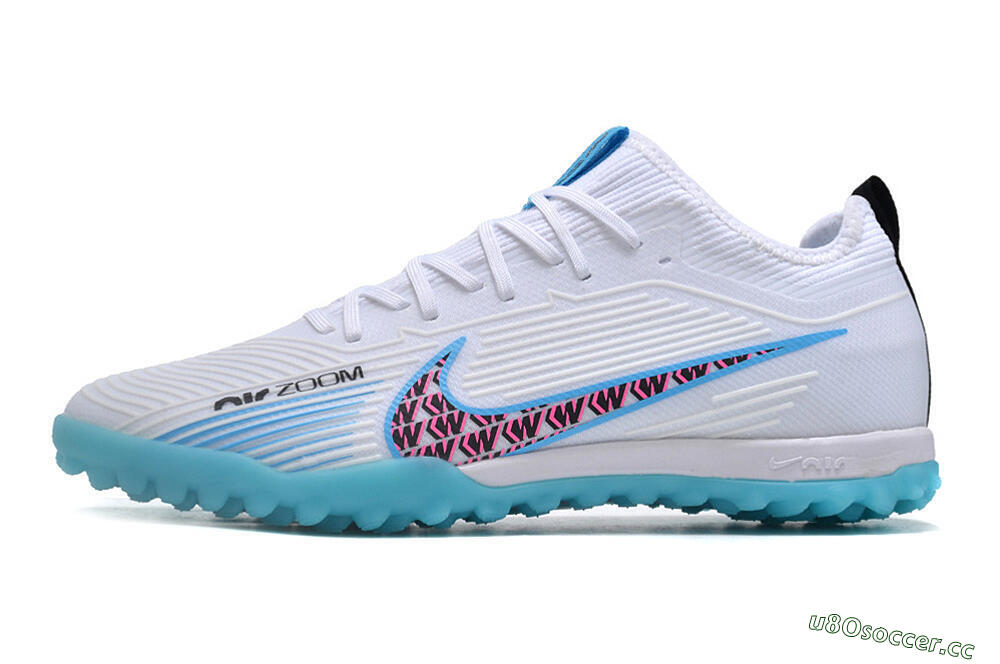 Unisex Nike Air Zoom Mercurial Vapor 15 Pro TF Artificial Turf Low-Tops Football Shoes - White/Blue/Pink 0
