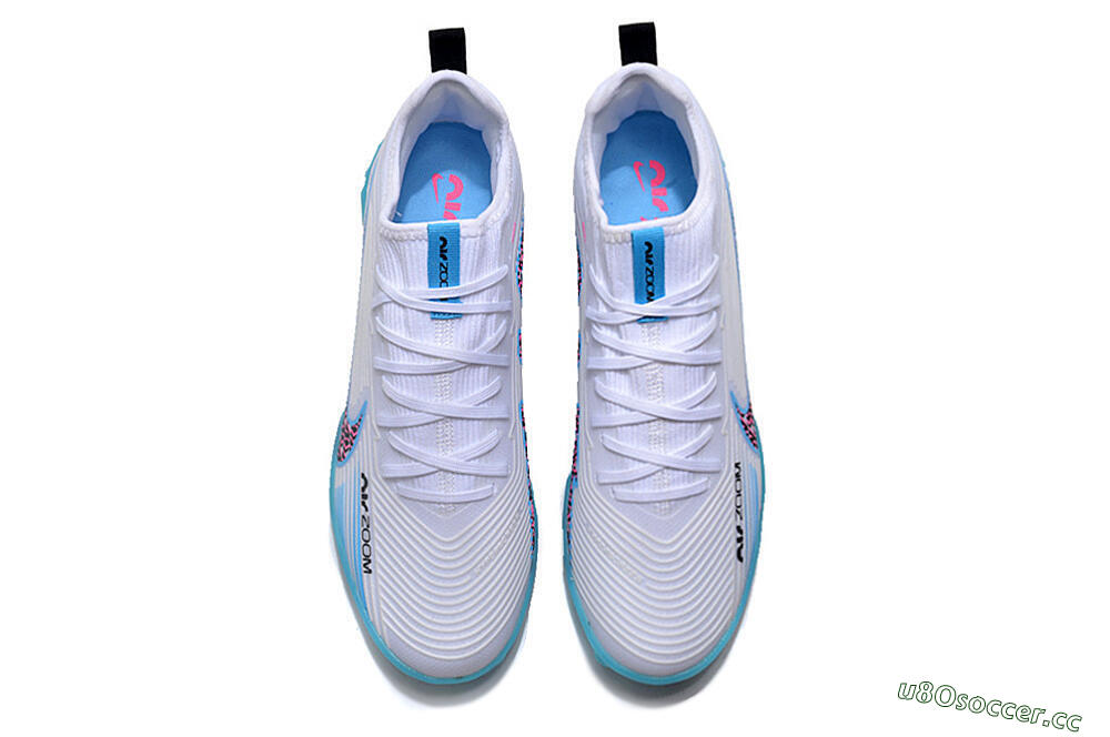 Unisex Nike Air Zoom Mercurial Vapor 15 Pro TF Artificial Turf Low-Tops Football Shoes - White/Blue/Pink 4