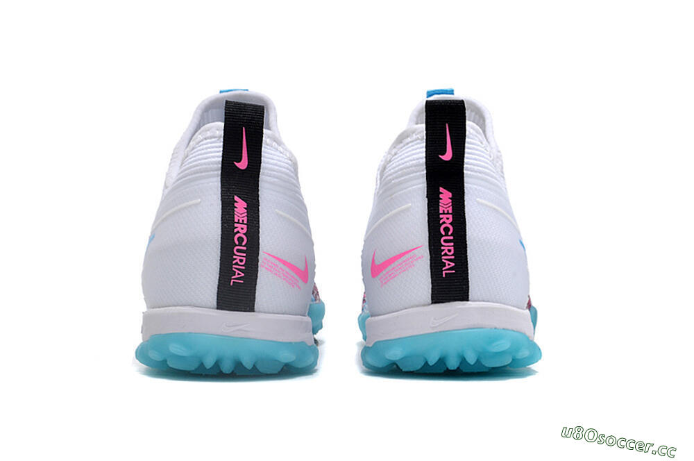 Unisex Nike Air Zoom Mercurial Vapor 15 Pro TF Artificial Turf Low-Tops Football Shoes - White/Blue/Pink 5