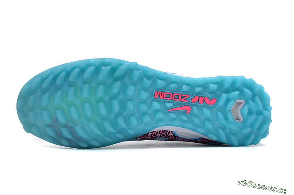 Unisex Nike Air Zoom Mercurial Vapor 15 Pro TF Artificial Turf Low-Tops Football Shoes - White/Blue/Pink 6