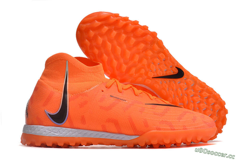 Men's Nike Phantom Luna Elite NU TF Artificial Turf High-Tops Football Shoes - Orange/Purple/Black 2