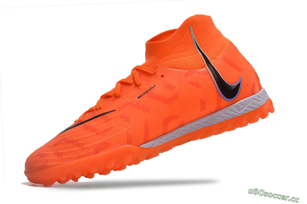 Men's Nike Phantom Luna Elite NU TF Artificial Turf High-Tops Football Shoes - Orange/Purple/Black 4