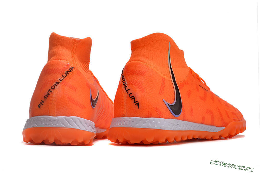 Men's Nike Phantom Luna Elite NU TF Artificial Turf High-Tops Football Shoes - Orange/Purple/Black 5