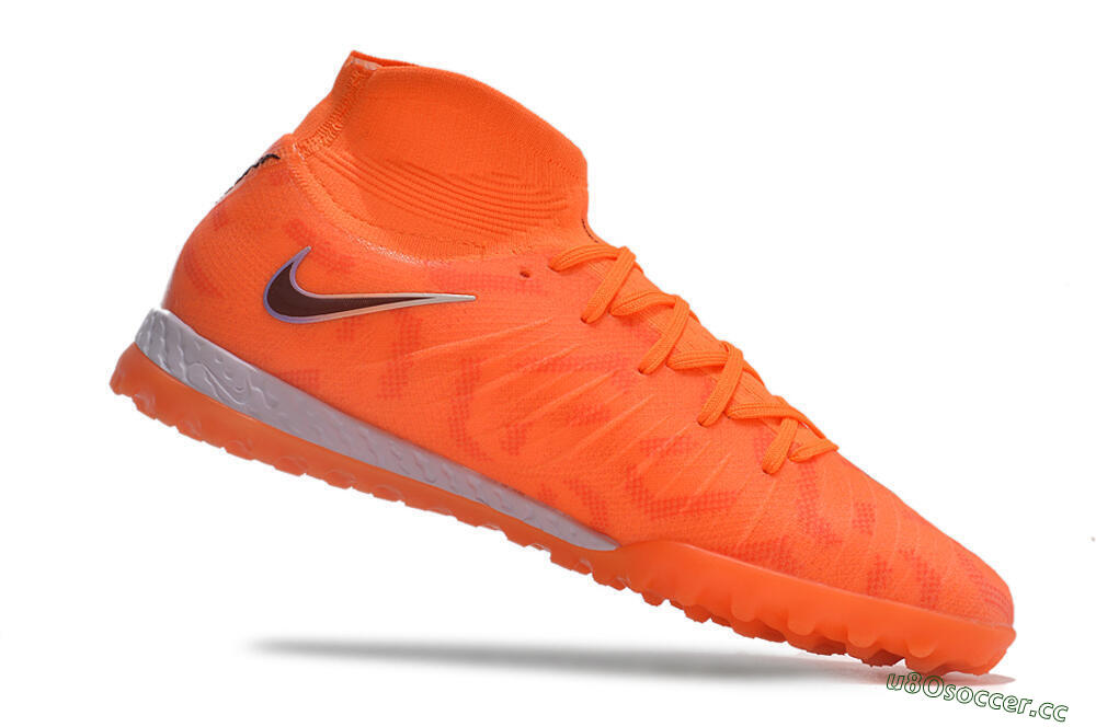 Men's Nike Phantom Luna Elite NU TF Artificial Turf High-Tops Football Shoes - Orange/Purple/Black 6