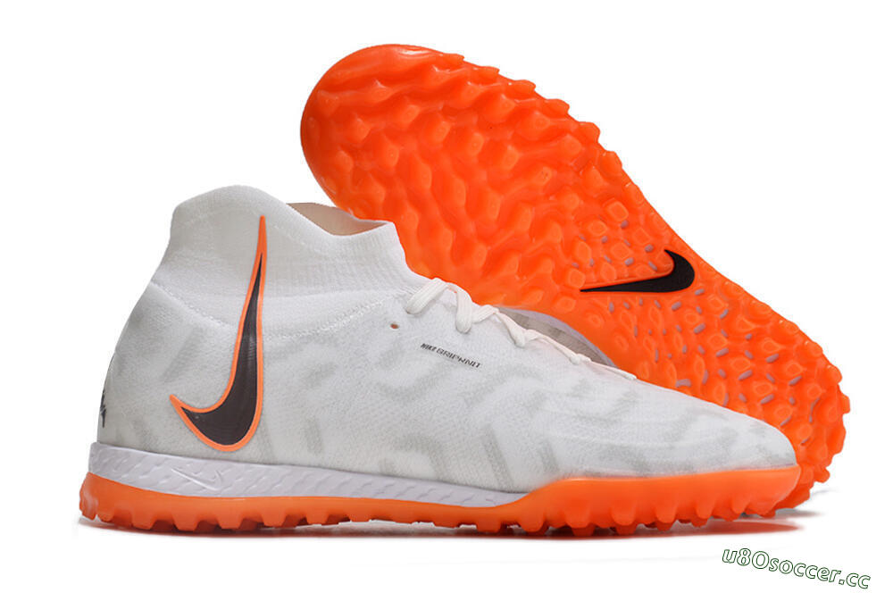 Men's Nike Phantom Luna Elite NU TF Artificial Turf High-Tops Football Shoes - White/Orange/Grey 2