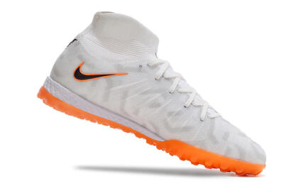 Men's Nike Phantom Luna Elite NU TF Artificial Turf High-Tops Football Shoes - White/Orange/Grey