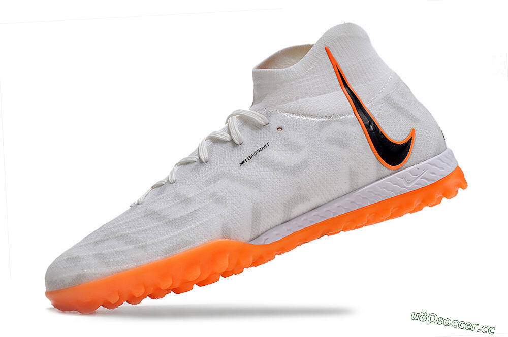 Men's Nike Phantom Luna Elite NU TF Artificial Turf High-Tops Football Shoes - White/Orange/Grey 5