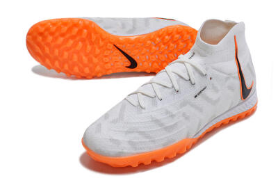 Men's Nike Phantom Luna Elite NU TF Artificial Turf High-Tops Football Shoes - White/Orange/Grey
