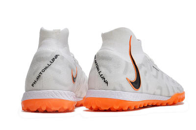 Men's Nike Phantom Luna Elite NU TF Artificial Turf High-Tops Football Shoes - White/Orange/Grey
