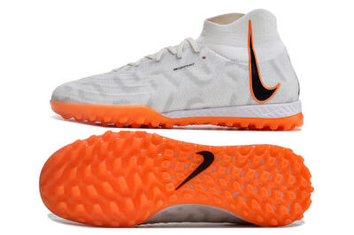Men's Nike Phantom Luna Elite NU TF Artificial Turf High-Tops Football Shoes - White/Orange/Grey
