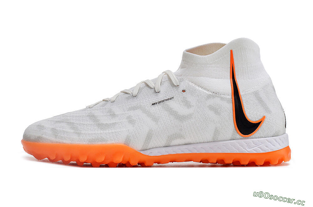 Men's Nike Phantom Luna Elite NU TF Artificial Turf High-Tops Football Shoes - White/Orange/Grey 0