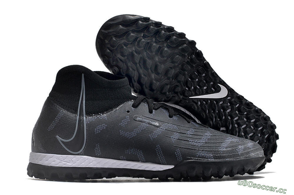 Men's Nike Phantom Luna Elite NU TF Artificial Turf High-Tops Football Shoes - Black/Grey/White 2