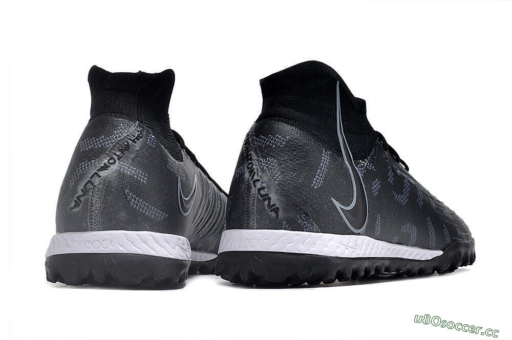 Men's Nike Phantom Luna Elite NU TF Artificial Turf High-Tops Football Shoes - Black/Grey/White 6