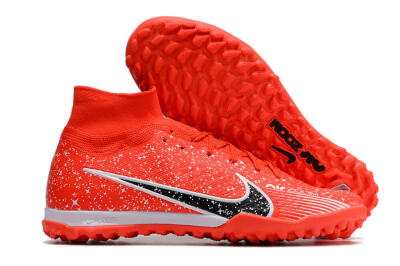 Men's Nike Air Zoom Mercurial Superfly 9 Elite TF Artificial Turf High-Tops Football Shoes - Red/White/Black