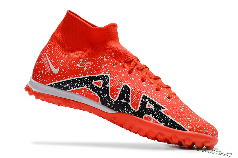 Men's Nike Air Zoom Mercurial Superfly 9 Elite TF Artificial Turf High-Tops Football Shoes - Red/White/Black 4