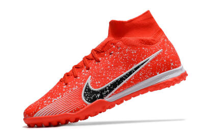 Men's Nike Air Zoom Mercurial Superfly 9 Elite TF Artificial Turf High-Tops Football Shoes - Red/White/Black