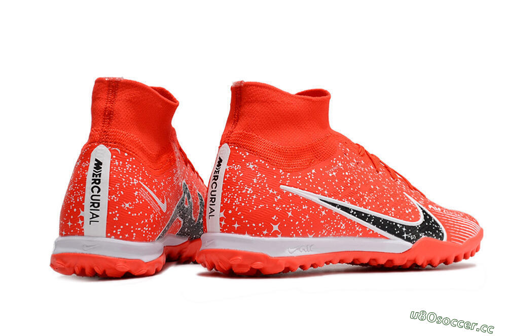 Men's Nike Air Zoom Mercurial Superfly 9 Elite TF Artificial Turf High-Tops Football Shoes - Red/White/Black 6