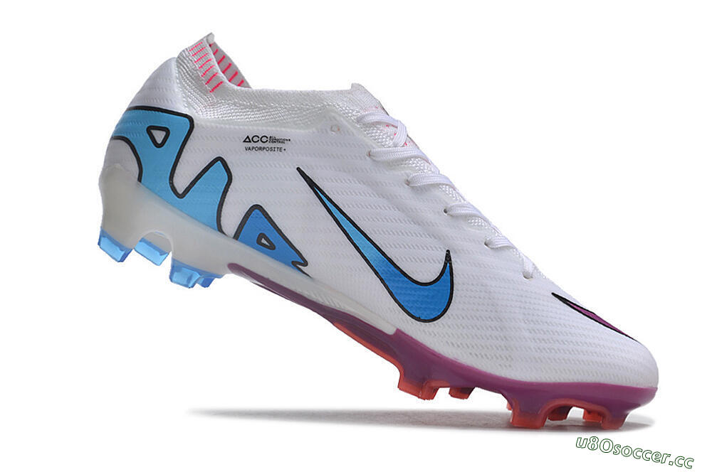 Men's Nike AIR Zoom Mercurial Vapor 15 Elite FG Firm Ground Low-Tops Football Boots - White/Blue/Orange 4