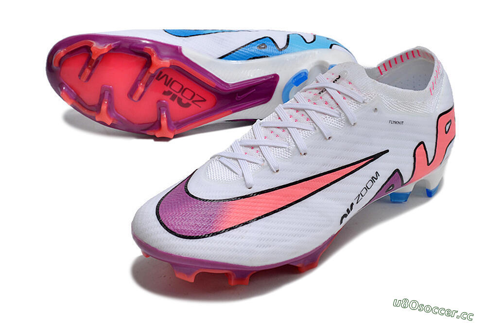 Men's Nike AIR Zoom Mercurial Vapor 15 Elite FG Firm Ground Low-Tops Football Boots - White/Blue/Orange 3