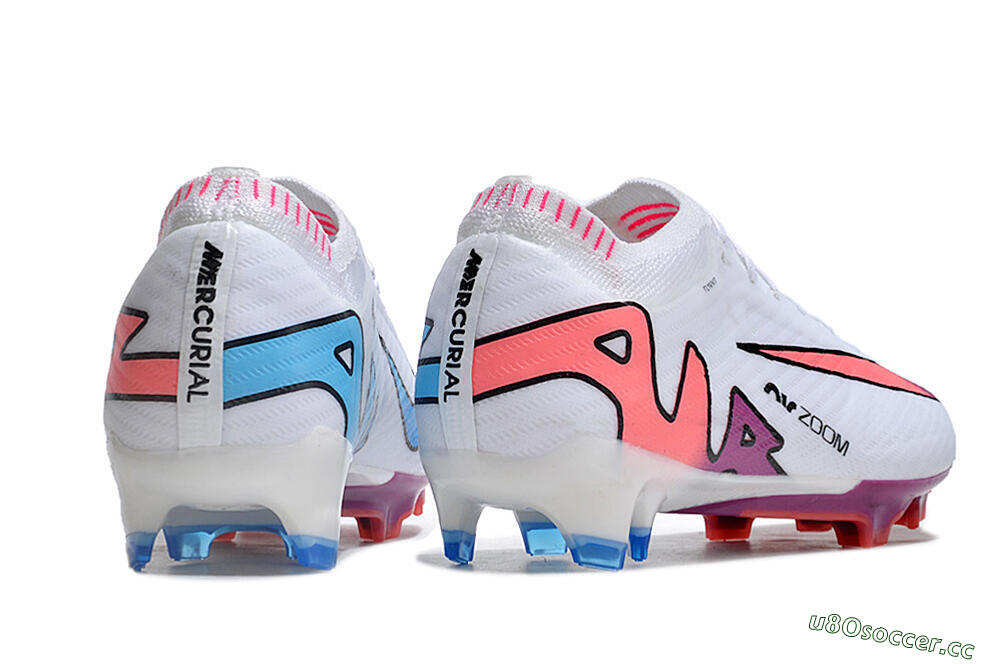 Men's Nike AIR Zoom Mercurial Vapor 15 Elite FG Firm Ground Low-Tops Football Boots - White/Blue/Orange 6