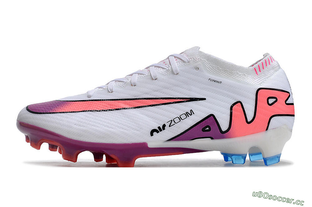 Men's Nike AIR Zoom Mercurial Vapor 15 Elite FG Firm Ground Low-Tops Football Boots - White/Blue/Orange 0