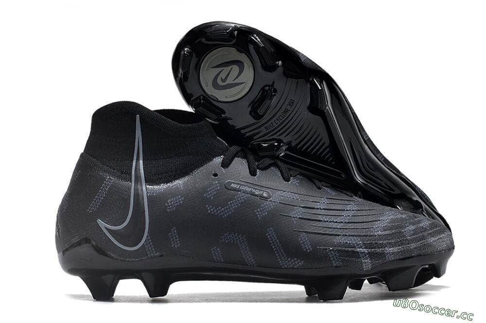 Men's Nike Phantom Luna Elite NU FG Firm Ground High-Tops Football Boots - Black/Grey 2