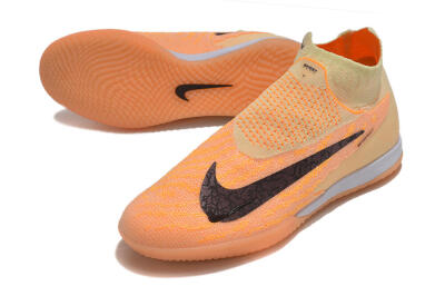 Men's Nike Phantom GX Elite DF Link IC Indoor & Futsal High-Tops Football Shoes - Orange/Pink/Black