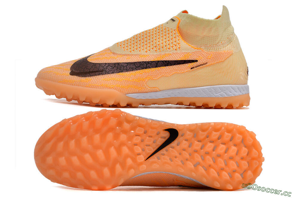 Men's Nike Phantom GX Elite DF Link TF Artificial Turf High-Tops Football Shoes - Orange/Pink/Black 1