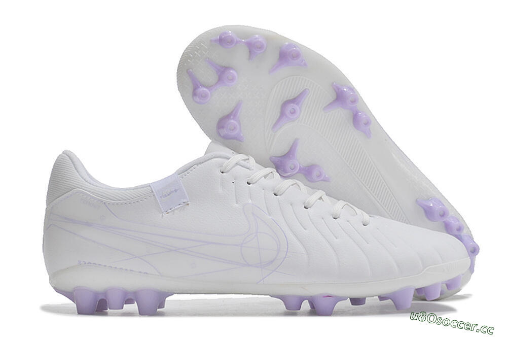 Men's Nike Tiempo Legend X Academy AG Artificial Grass Low-Tops Football Boots - White/Purple 2
