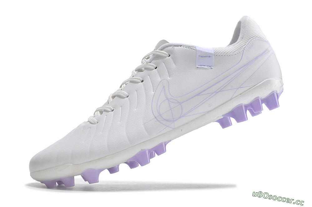 Men's Nike Tiempo Legend X Academy AG Artificial Grass Low-Tops Football Boots - White/Purple 5