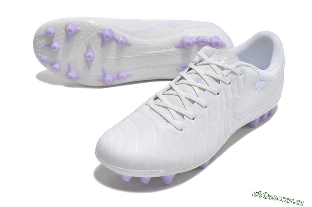 Men's Nike Tiempo Legend X Academy AG Artificial Grass Low-Tops Football Boots - White/Purple 3