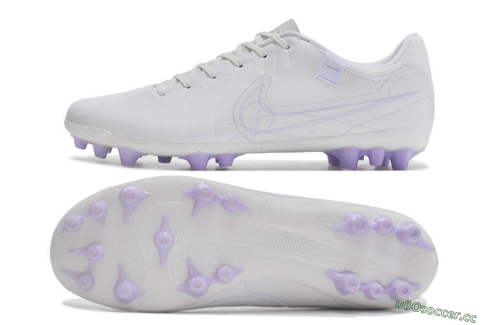 Men's Nike Tiempo Legend X Academy AG Artificial Grass Low-Tops Football Boots - White/Purple 1