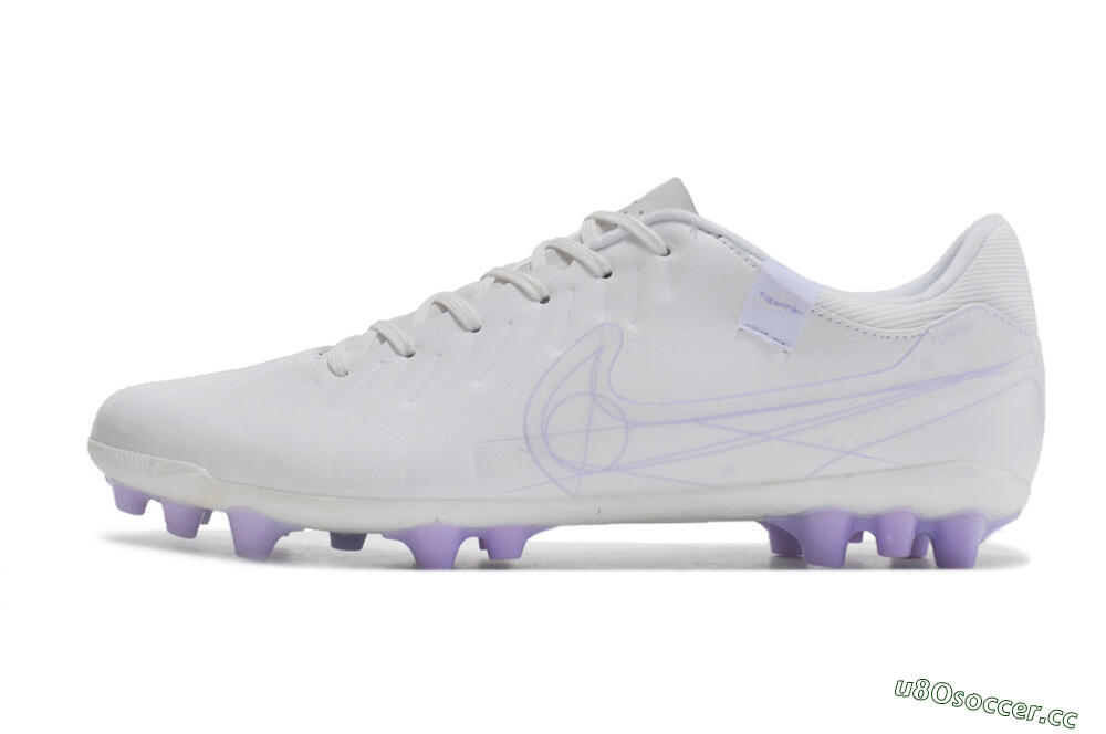 Men's Nike Tiempo Legend X Academy AG Artificial Grass Low-Tops Football Boots - White/Purple 0