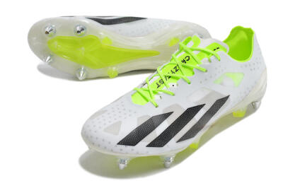 Men's Adidas X Crazyfast.1 SG Soft Ground Low-Tops Football Boots - White/Black/Green