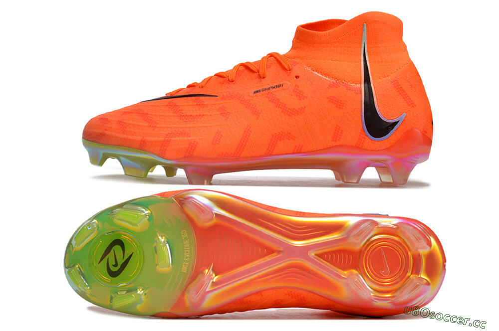 Unisex Nike Phantom Luna Elite FG Firm Ground High-Tops Football Boots - Orange/Black/Purple 1