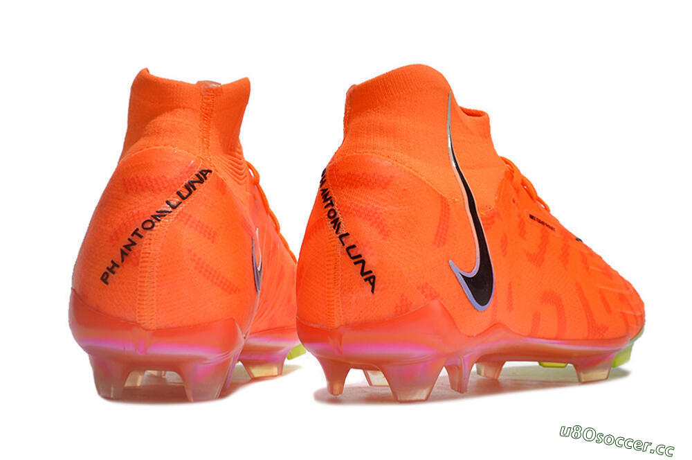 Unisex Nike Phantom Luna Elite FG Firm Ground High-Tops Football Boots - Orange/Black/Purple 6